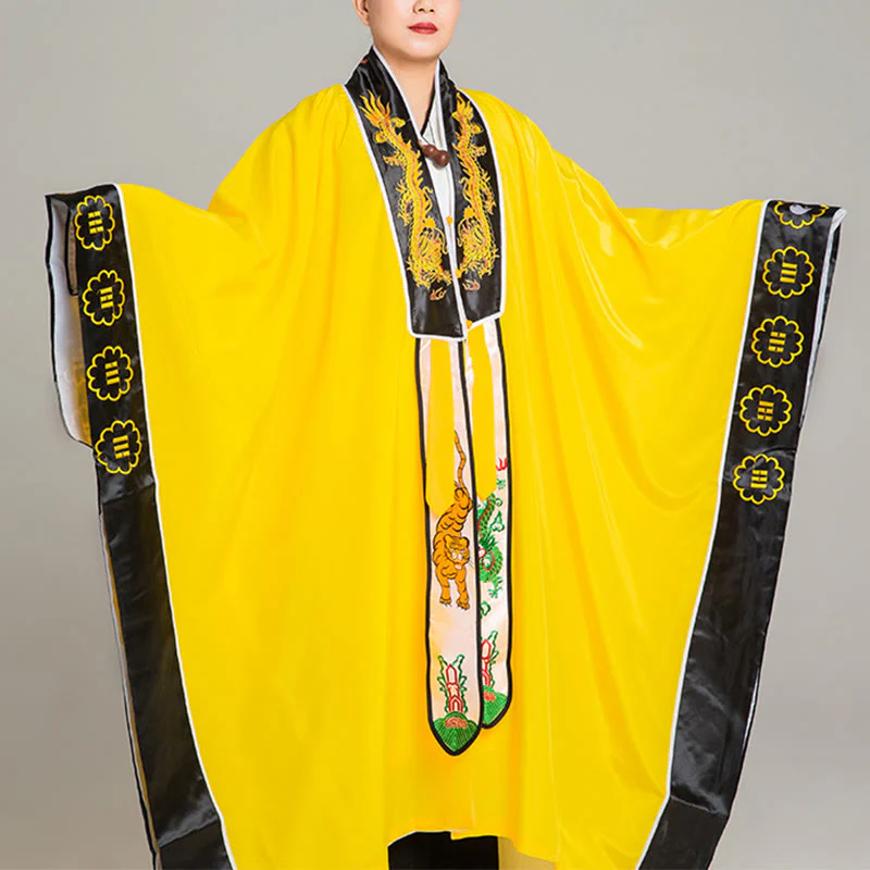 Buddha Stones Wudang Haft Smok Tygrys Długi Szeroki Rękaw Uniseks Taoistyczna Szata Kimono Na Ceremonię Qigong - Image 7