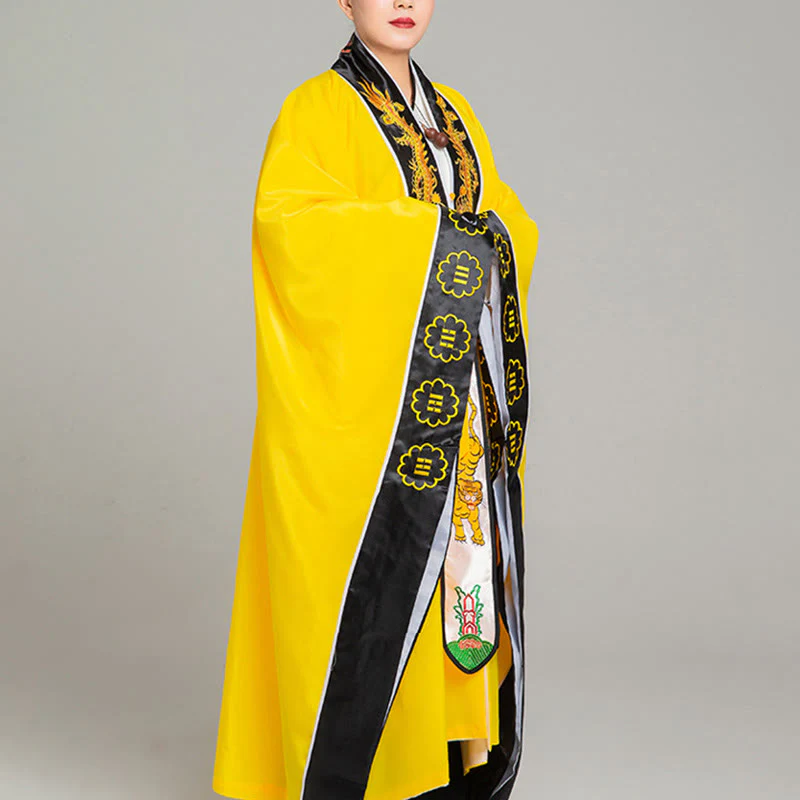 Buddha Stones Wudang Haft Smok Tygrys Długi Szeroki Rękaw Uniseks Taoistyczna Szata Kimono Na Ceremonię Qigong - Image 8