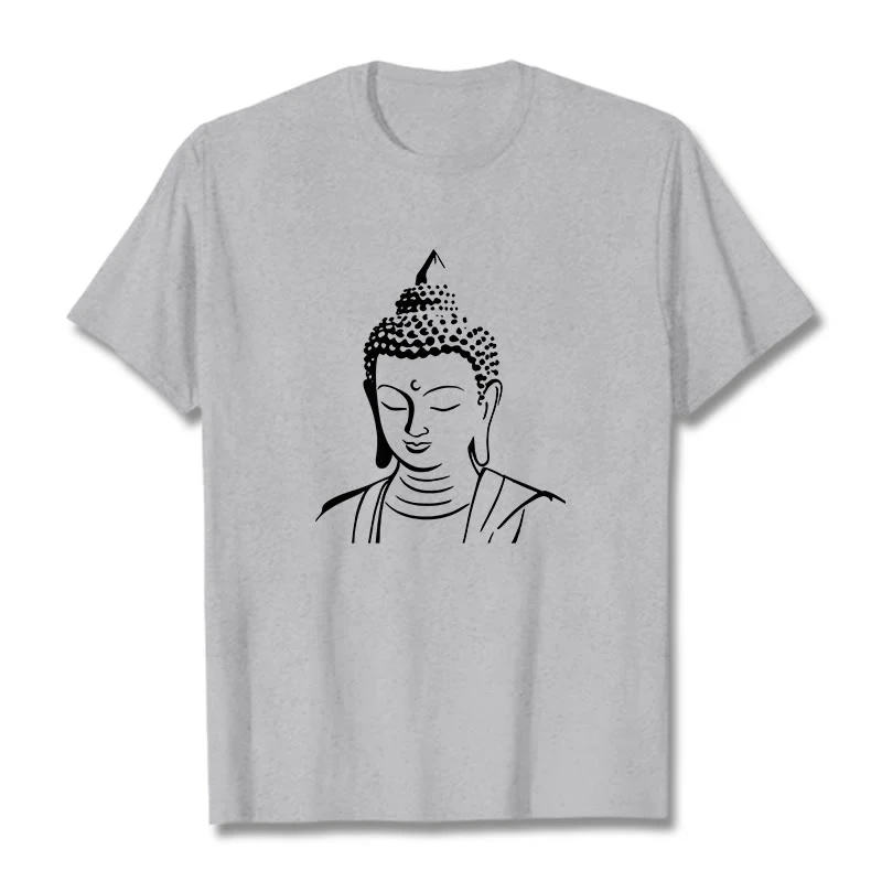 Buddha Stones Wzór Głowy Buddy Bawełniana Koszulka T-shirt - Image 15