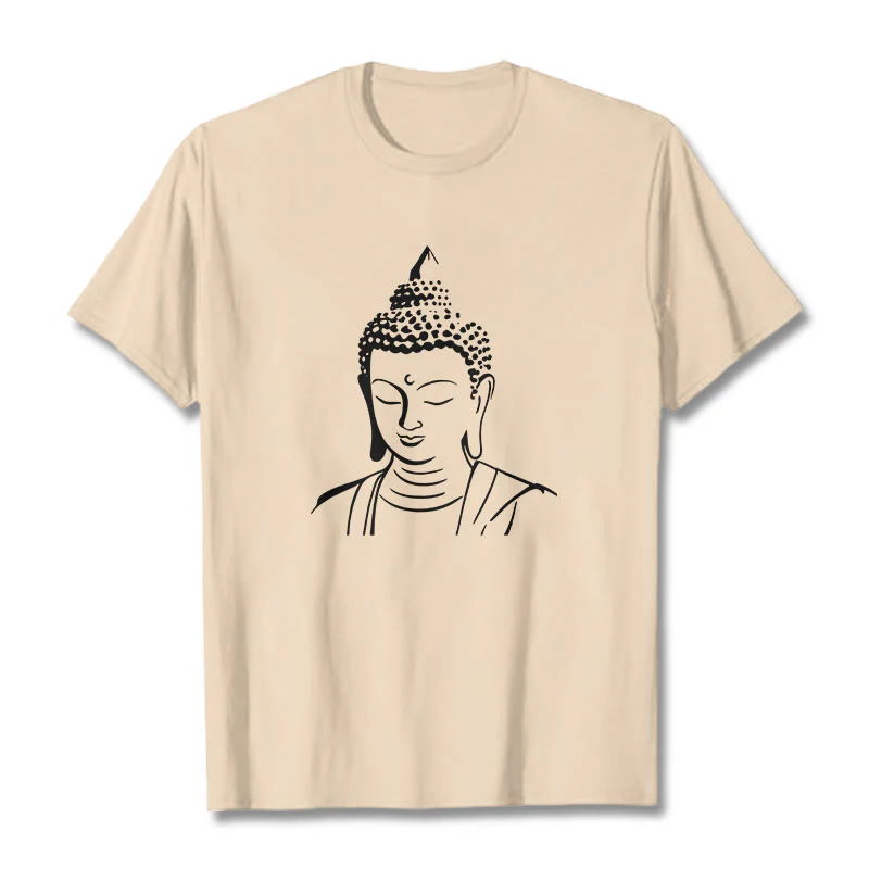 Buddha Stones Wzór Głowy Buddy Bawełniana Koszulka T-shirt - Image 7