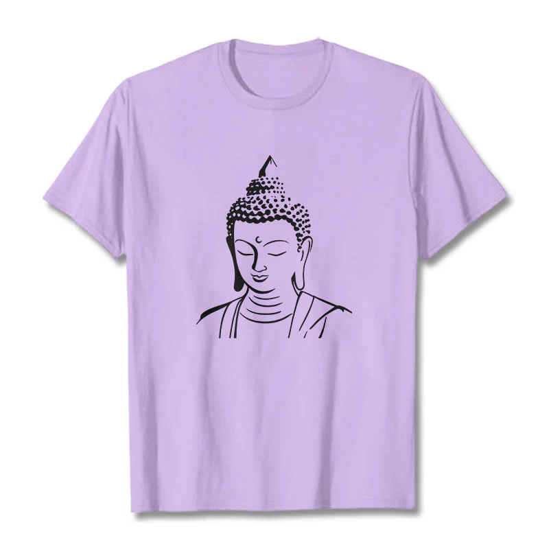 Buddha Stones Wzór Głowy Buddy Bawełniana Koszulka T-shirt - Image 9