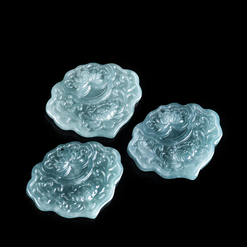 Buddha Stones Wzór Lotosu Rzeźbiony Jadeit Obfitość Dobrobyt Naszyjnik Wisiorek Lina - Image 5