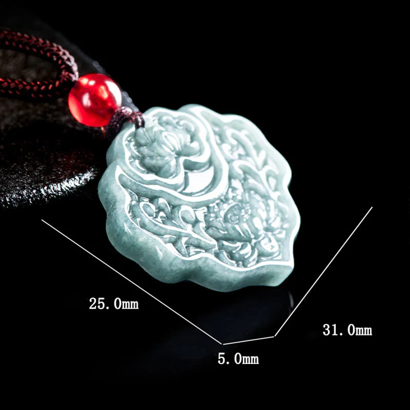 Buddha Stones Wzór Lotosu Rzeźbiony Jadeit Obfitość Dobrobyt Naszyjnik Wisiorek Lina - Image 8