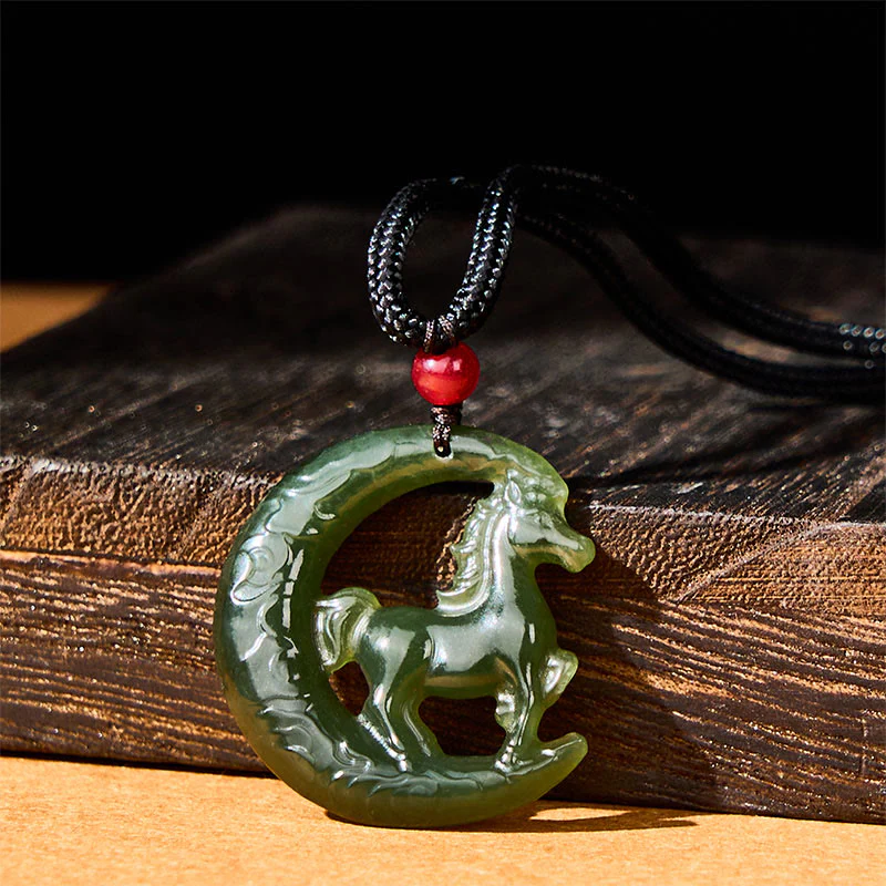 Buddha Stones z chińskim zodiakiem, rokiem konia, rzeźbiony jadeit, zapewniający szczęście i dobrobyt - Image 2