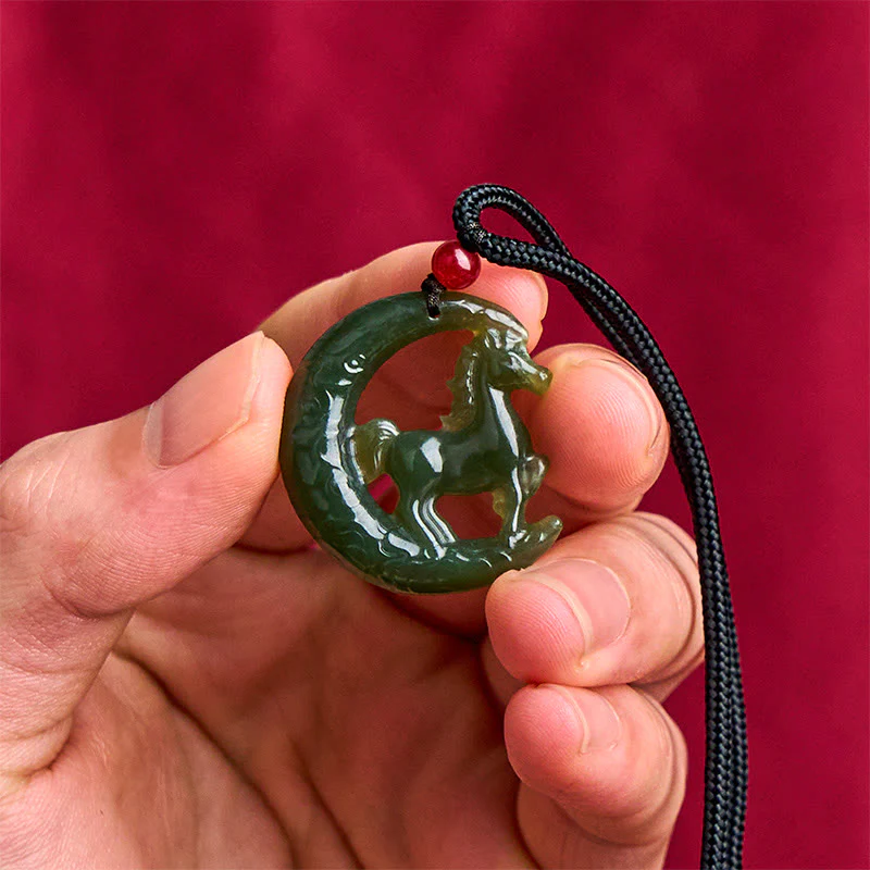 Buddha Stones z chińskim zodiakiem, rokiem konia, rzeźbiony jadeit, zapewniający szczęście i dobrobyt - Image 4