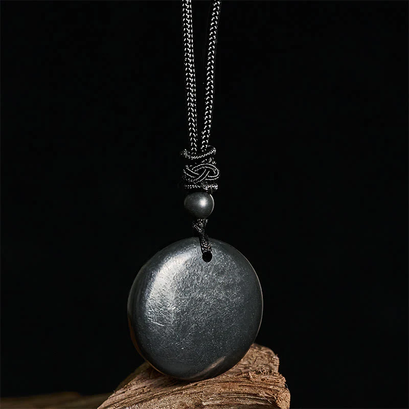 Buddha Stones z geometrycznym okrągłym autentycznym kamieniem szungitowym i liną, z wisiorkiem i wewnętrzną siłą - Image 7
