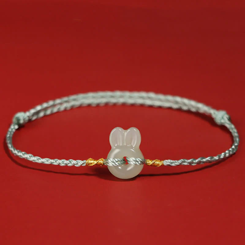 Buddha Stones z kamieni Buddy Hetian Jade Cute Rabbit String Luck - Image 4