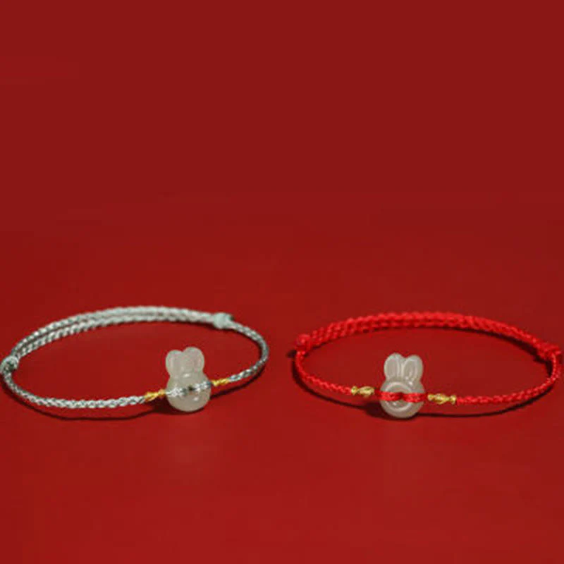 Buddha Stones z kamieni Buddy Hetian Jade Cute Rabbit String Luck - Image 6