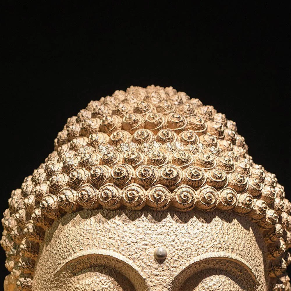 Buddha Stones Zamknięte Oczy Medytująca Głowa Buddy Żywica Statua Zen Dekoracja Domu 42*30*30cm - Image 9