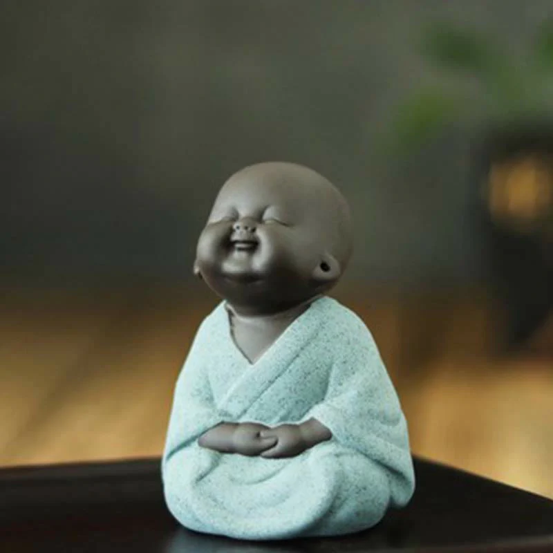Buddha Stones Zawsze Uśmiechnięty Śmiejący się Budda Bogactwo Szczęście Fioletowa Glina Dekoracja Statuy Maitreya - Image 18