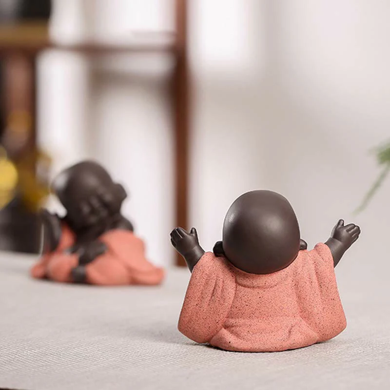 Buddha Stones Zawsze Uśmiechnięty Śmiejący się Budda Bogactwo Szczęście Fioletowa Glina Dekoracja Statuy Maitreya - Image 7