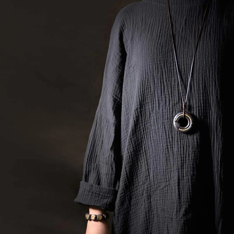 Buddha Stones Zen Circle Ebony Wood Peace Calm Naszyjnik Wisiorek - Image 5