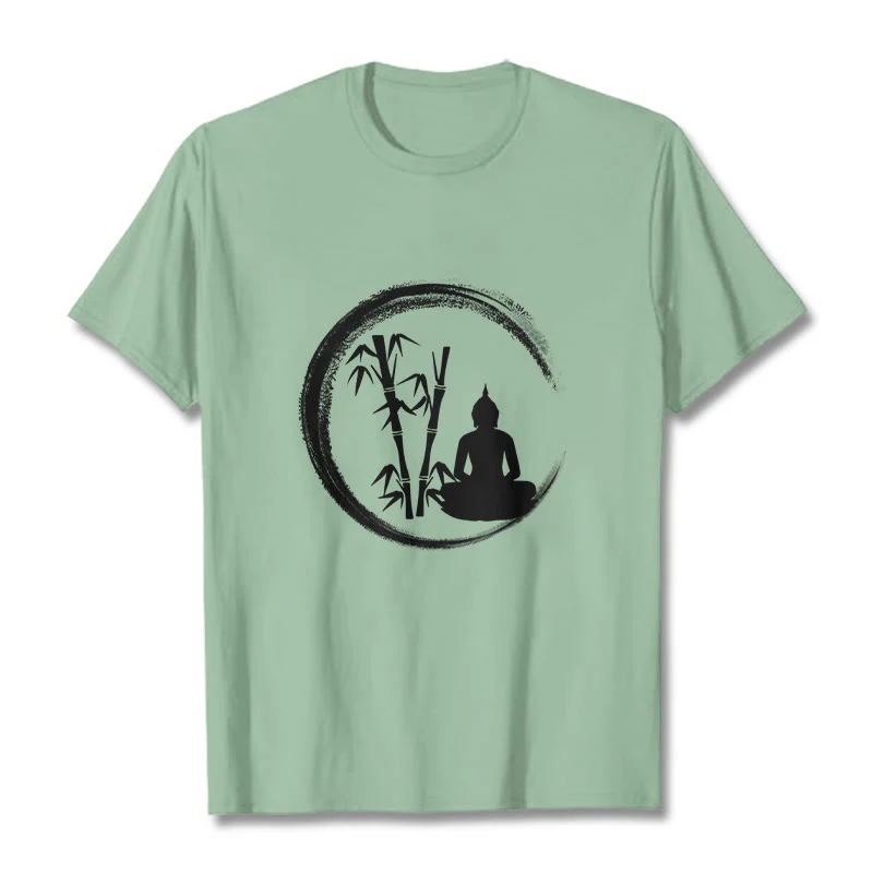 Buddha Stones Zen Statua Buddy Siedząca Bambusowa Medytacja Koszulka T-shirt - Image 15