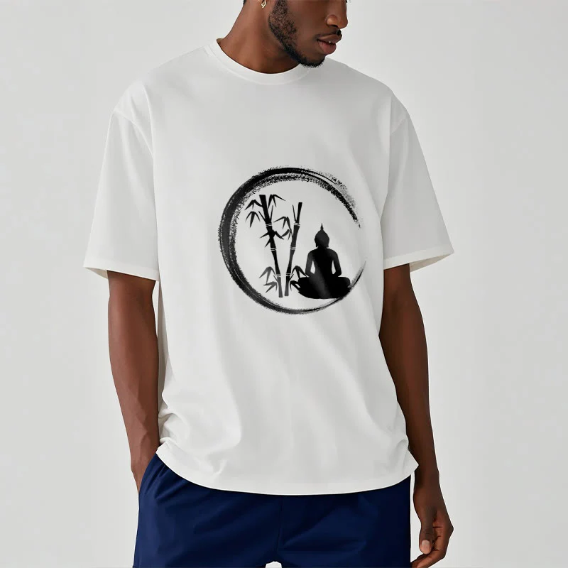 Buddha Stones Zen Statua Buddy Siedząca Bambusowa Medytacja Koszulka T-shirt - Image 8