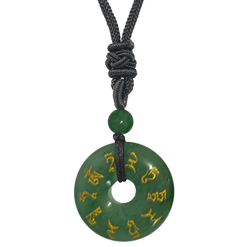 Buddha Stones Zielona Tara Mantra Naturalny Różnorodny Kryształ Czarny Obsydian Spełnienie Naszyjnik Wisiorek - Image 13