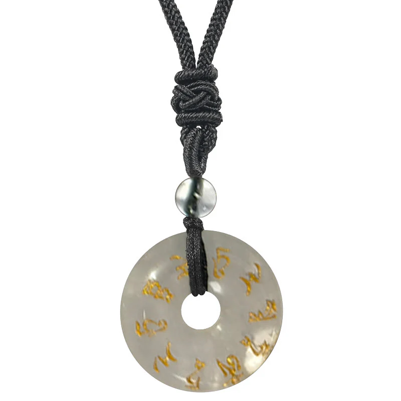 Buddha Stones Zielona Tara Mantra Naturalny Różnorodny Kryształ Czarny Obsydian Spełnienie Naszyjnik Wisiorek - Image 4