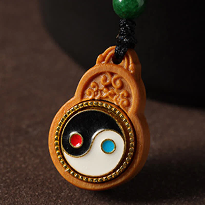 Buddha Stones Zielona tykwa sandałowa Bagua Yin Yang z ochroną telefonu, dekoracja - Image 11