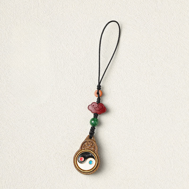 Buddha Stones Zielona tykwa sandałowa Bagua Yin Yang z ochroną telefonu, dekoracja - Image 17