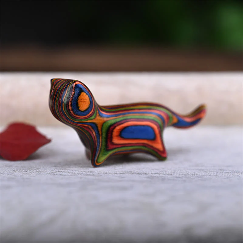 Buddha Stones Zielone drzewo sandałowe Małe liście Czerwone drzewo sandałowe Drewno hebanowe Drewno tęczowe Szczęśliwy mini kot chodzący pozytywna dekoracja - Image 16
