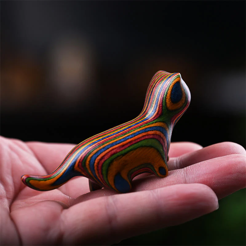Buddha Stones Zielone drzewo sandałowe Małe liście Czerwone drzewo sandałowe Drewno hebanowe Drewno tęczowe Szczęśliwy mini kot chodzący pozytywna dekoracja - Image 17