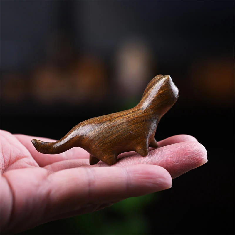 Buddha Stones Zielone drzewo sandałowe Małe liście Czerwone drzewo sandałowe Drewno hebanowe Drewno tęczowe Szczęśliwy mini kot chodzący pozytywna dekoracja - Image 4