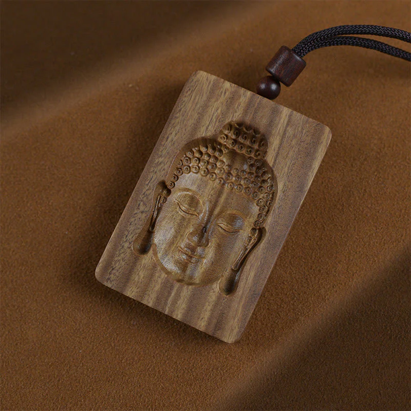 Buddha Stones Zielone Drzewo Sandałowe Symbol Buddy Pozytywny Naszyjnik Wisiorek