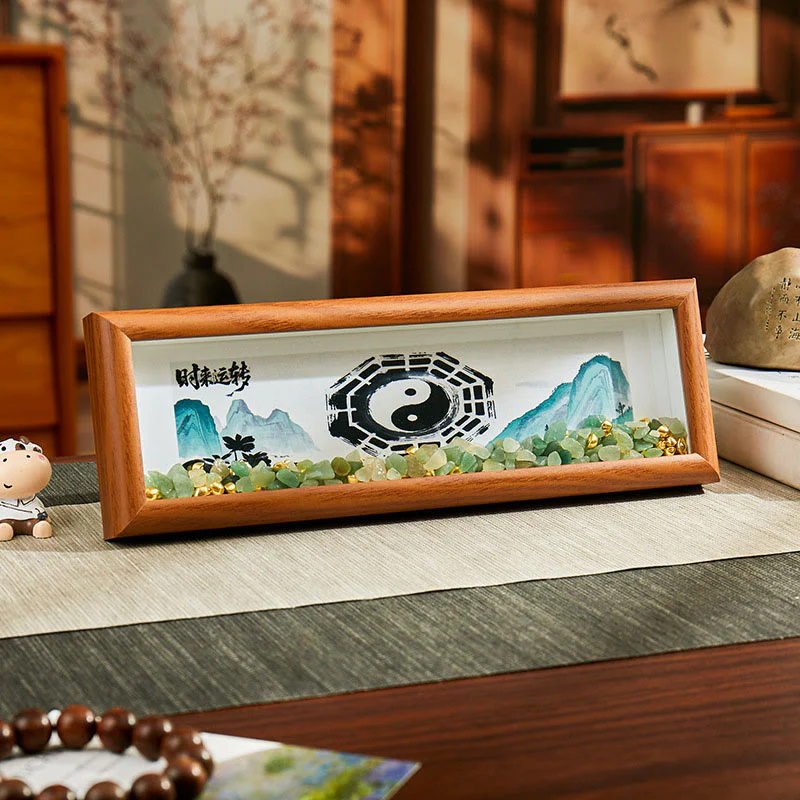 Buddha Stones, zielony kryształ Bagua, ryba Koi, symbol Yin Yang, złota sztabka, ramka na zdjęcia, ozdoba do domu - Image 9