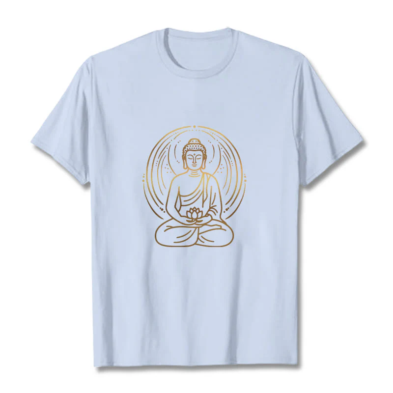 Buddha Stones Złota Medytacja Budda Halo Trzymający Kwiat Lotosu Koszulka T-shirt - Image 19