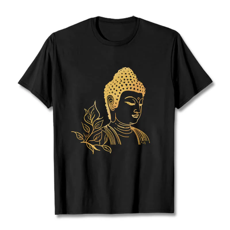 Buddha Stones Złote Liście Medytacja Budda T-shirt