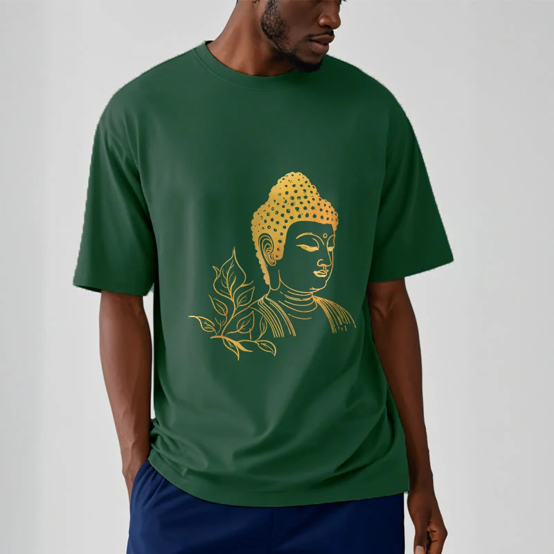 Buddha Stones Złote Liście Medytacja Budda T-shirt - Image 12