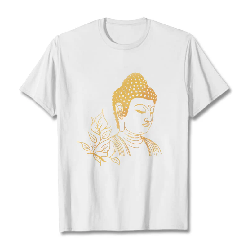 Buddha Stones Złote Liście Medytacja Budda T-shirt - Image 6