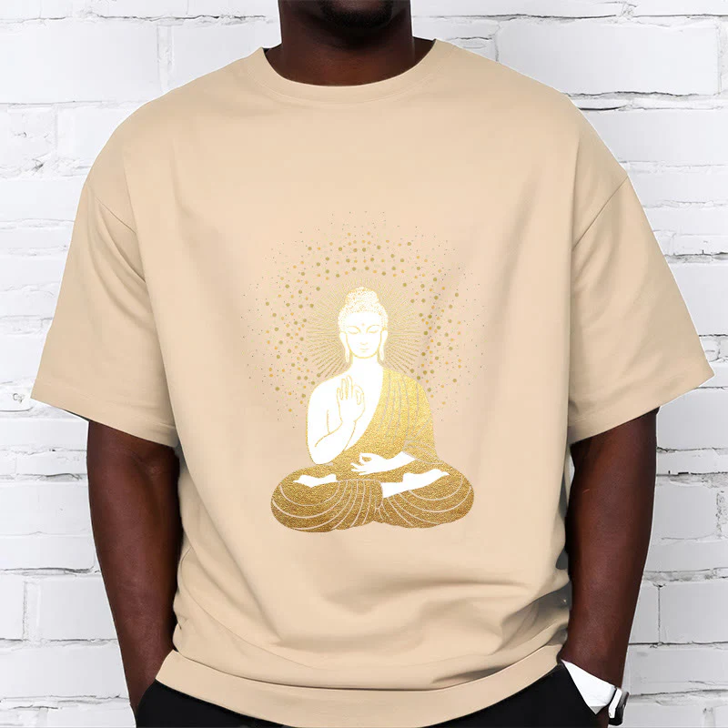 Buddha Stones Złoty Budda Medytacja Z Złotą Aurą Koszulka T-shirt - Image 12