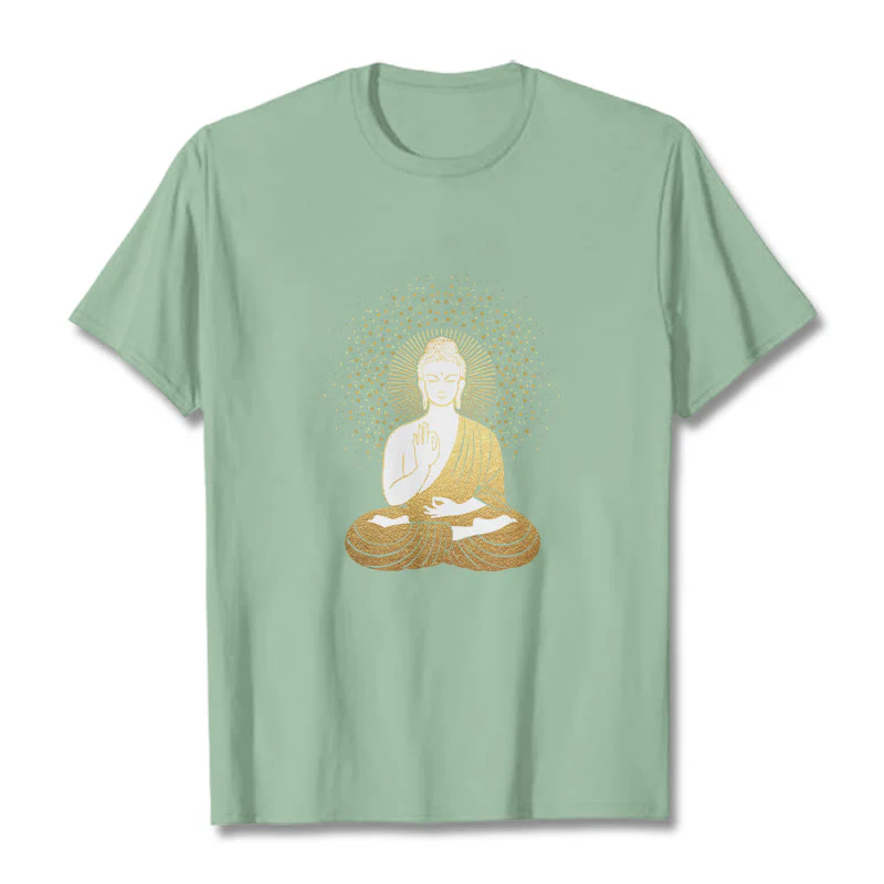 Buddha Stones Złoty Budda Medytacja Z Złotą Aurą Koszulka T-shirt - Image 15