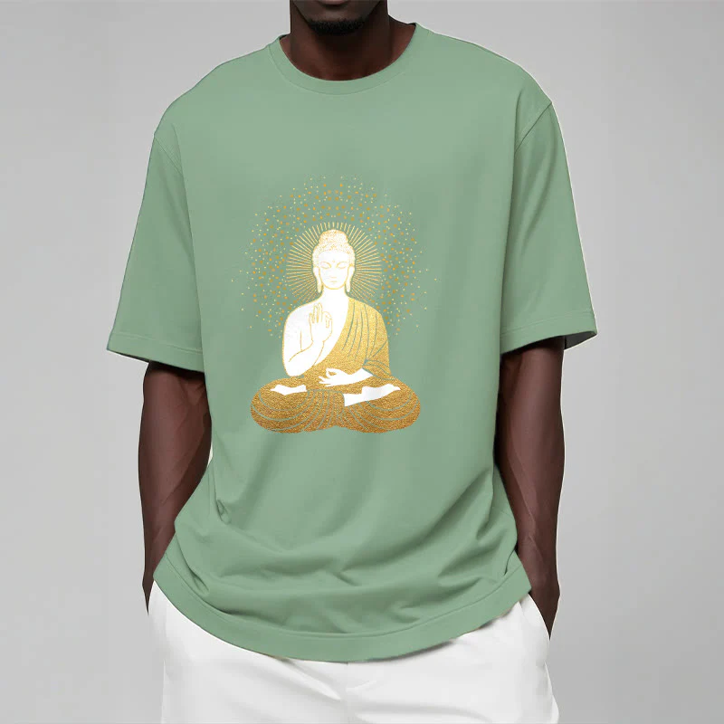 Buddha Stones Złoty Budda Medytacja Z Złotą Aurą Koszulka T-shirt - Image 16