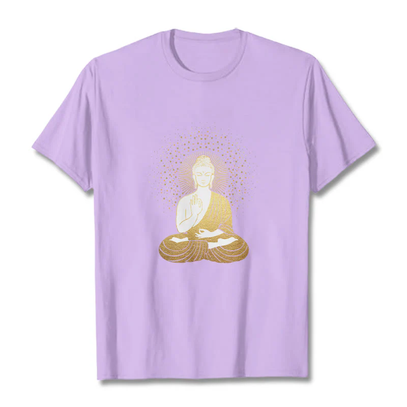 Buddha Stones Złoty Budda Medytacja Z Złotą Aurą Koszulka T-shirt - Image 17