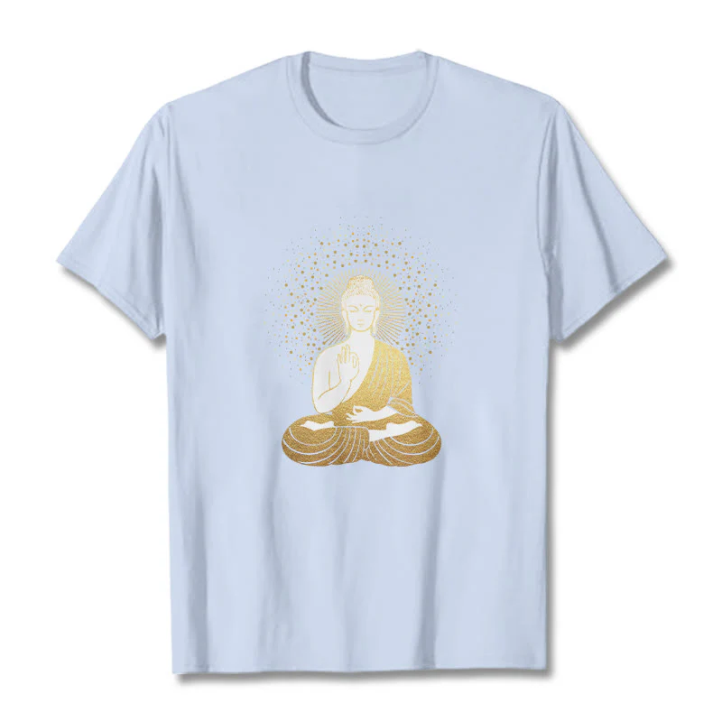 Buddha Stones Złoty Budda Medytacja Z Złotą Aurą Koszulka T-shirt - Image 19