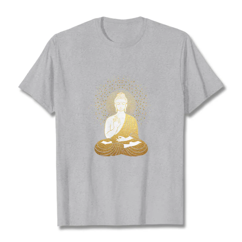 Buddha Stones Złoty Budda Medytacja Z Złotą Aurą Koszulka T-shirt - Image 20