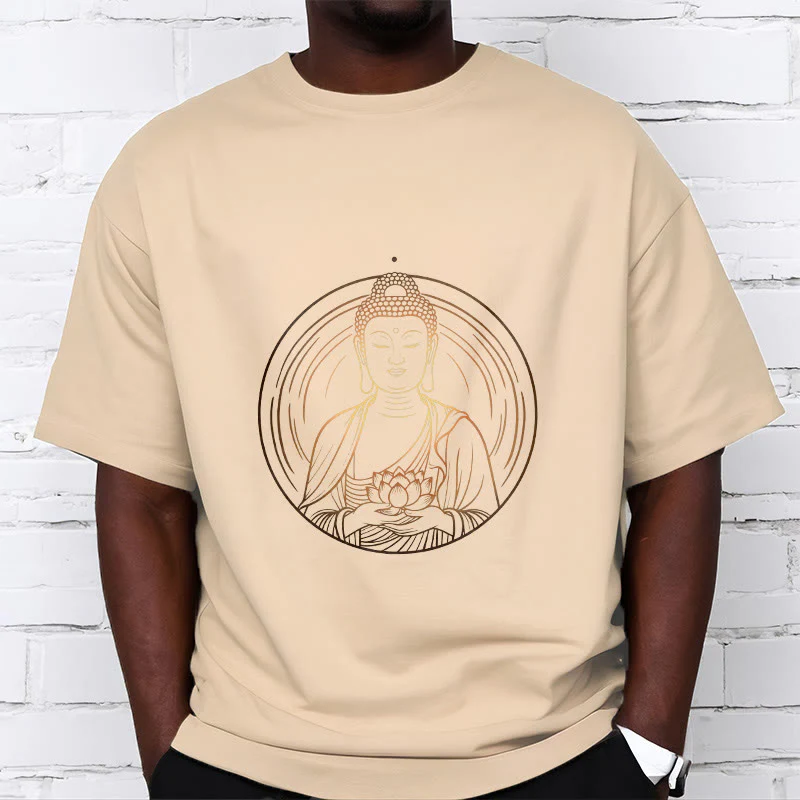 Buddha Stones Złoty Budda Trzymający Kwiat Lotosu Koszulka T-shirt - Image 10
