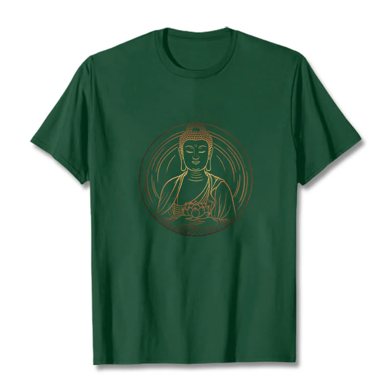 Buddha Stones Złoty Budda Trzymający Kwiat Lotosu Koszulka T-shirt - Image 11