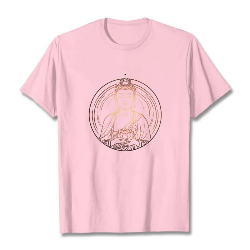 Buddha Stones Złoty Budda Trzymający Kwiat Lotosu Koszulka T-shirt - Image 13