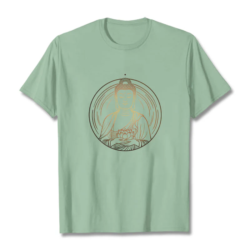 Buddha Stones Złoty Budda Trzymający Kwiat Lotosu Koszulka T-shirt - Image 15