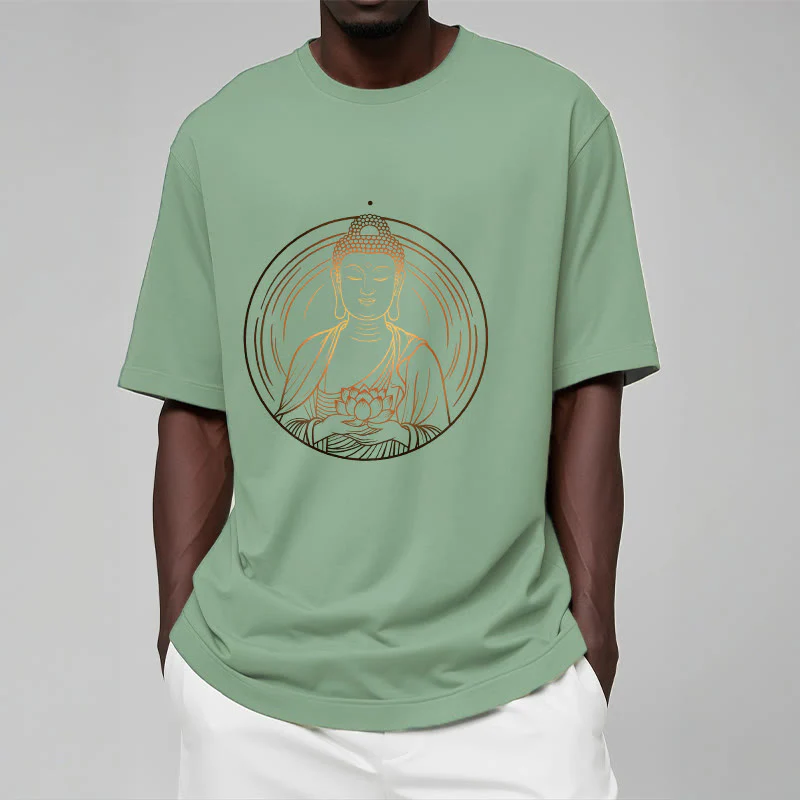 Buddha Stones Złoty Budda Trzymający Kwiat Lotosu Koszulka T-shirt - Image 16
