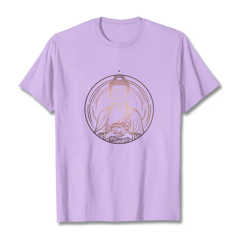 Buddha Stones Złoty Budda Trzymający Kwiat Lotosu Koszulka T-shirt - Image 17