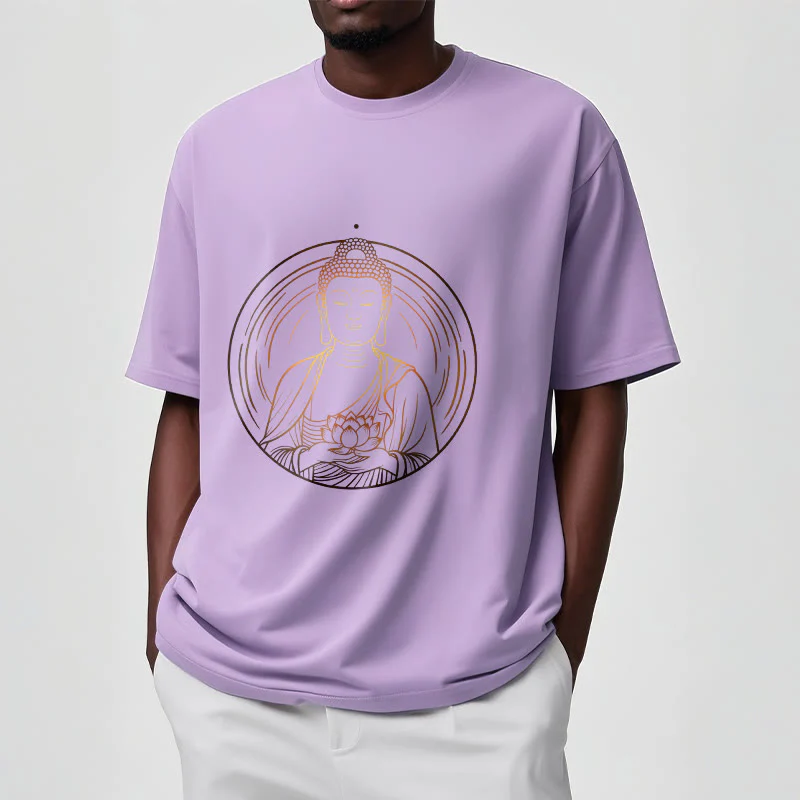 Buddha Stones Złoty Budda Trzymający Kwiat Lotosu Koszulka T-shirt - Image 18