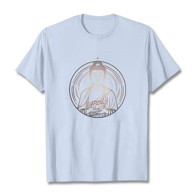 Buddha Stones Złoty Budda Trzymający Kwiat Lotosu Koszulka T-shirt - Image 19