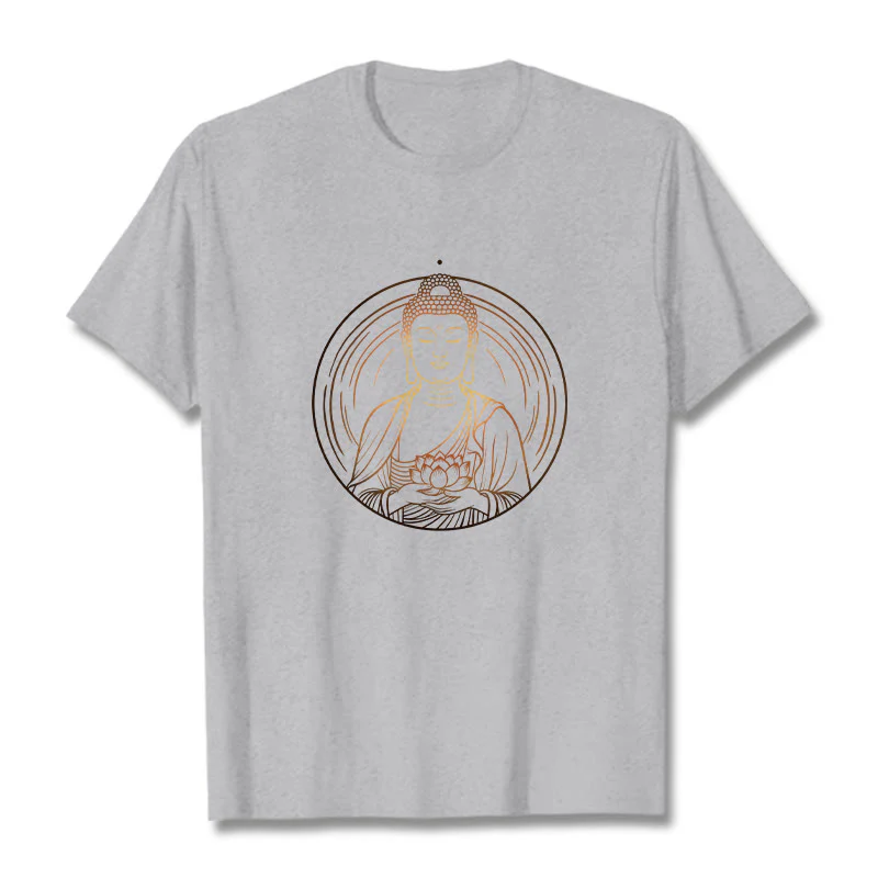 Buddha Stones Złoty Budda Trzymający Kwiat Lotosu Koszulka T-shirt - Image 20