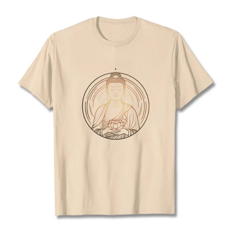 Buddha Stones Złoty Budda Trzymający Kwiat Lotosu Koszulka T-shirt - Image 9