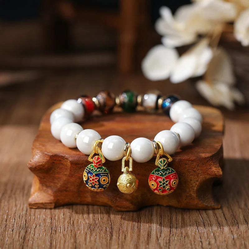 Buddha Stones Złoty Połykający Bestia Rodzina Charm Liuli Szkło Kolorowa Porcelanowa Koralik Bransoletka Szczęścia - Image 11
