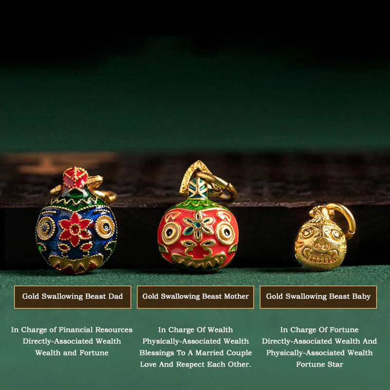 Buddha Stones Złoty Połykający Bestia Rodzina Charm Liuli Szkło Kolorowa Porcelanowa Koralik Bransoletka Szczęścia - Image 12
