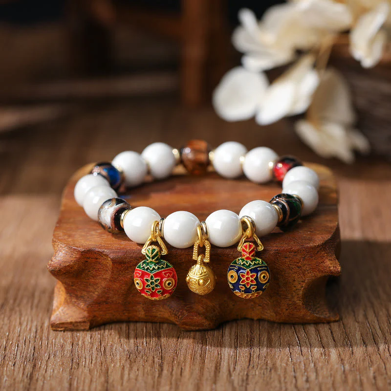 Buddha Stones Złoty Połykający Bestia Rodzina Charm Liuli Szkło Kolorowa Porcelanowa Koralik Bransoletka Szczęścia - Image 7